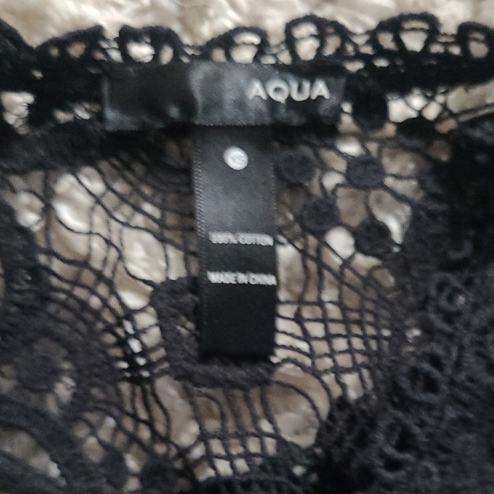 Aqua Intricate Black Lace Blouse